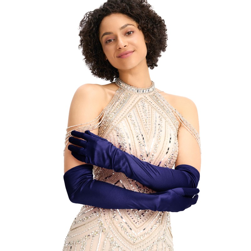 Aiphamy Women's 1920s Long Satin Opera Glove, Elbow-Length for Formal