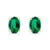 AFFY 8X6MM Oval Shape Birthstone Simulated Emerald Solitaire Stud Earrings