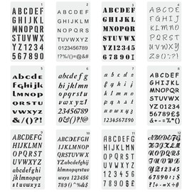 EUSTACE Set of 12 Stencil Sheets, Alphabet Numbers Templates, Many Types, Stencil Plates, Drafting Stencils, Drawing Stencils, Messages, Journal Cards, DIY, Painting, Tools, Large Capacity