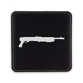 Spaz 12 Drink Coaster Leatherette Coasters Shotgun Shotty Shot Gun - Black Silver - Set of Six Coasters