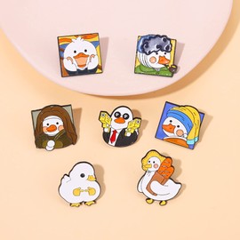 Goose Enamel Lapel Pin Set Cartoon Animal Enamel Pins for Women/Men Cute DIY Duck Enamel Brooch Pins for Jackets Backpacks (7 Pcs), Zinc Alloy, Enamel, enamel