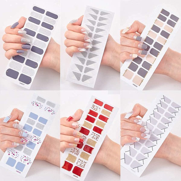 NAILDOKI No Damage Nail Stickers, Nail Wrap, Nail Accessories, Real Nail Jale Stickers, For Women, Cute, Popular, Fashionable, Advanced, 6 Pieces