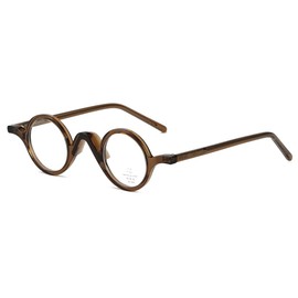 moomoobird Round Glasses for Men Women Vintage Glasses TR90 Small Glasses Frame Clear Lens Retro Glasses, Brown With Clear
