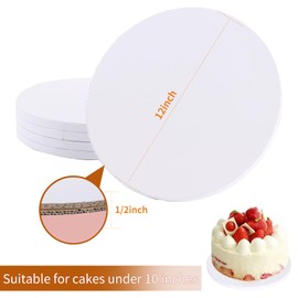 PFAMKEER 2 Pcs Cake Boards 12 Inch Round,White Sturdy 1/2 Inch Cake Drum,12 Inch Cake Boards,Disposable Cake Plates,Corrugated Cake Base Cake Drums for Father's Day