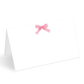 Pink Bow Place Cards for Table Setting, Blank Name Card for Banquet, Set of 25 Seating Cards for Wedding Reception Baby Shower Birthday Party and Events-10