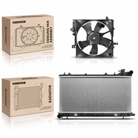 A-Premium Engine Coolant Radiator & Cooling Fan Assembly Compatible with Subaru Forester 1999-2002, Impreza 1999-2000 2.2L 2.5L, Automatic Transmission, 2-PC Set, Replace# 45199FC340, 45121FC050