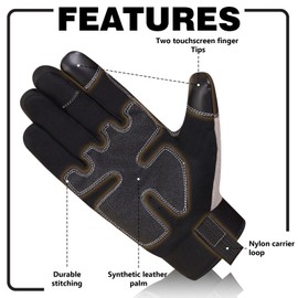 WESTWOOD FOX Safety Work Gloves for Men and Women,Touchscreen Synthetic Leather Gardening Gloves,Flexible Breathable Anti-Slip Multipurpose Utility Working Gloves for Outdoor Activites (GREY, XL)