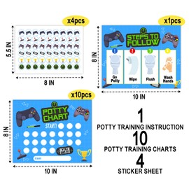 Video Game Theme Potty Training Chart for Toddlers Boys & Girls, Step to Follow, Motivational Toilet Training Routine Chart Including Potty Training Chart, Instruction, Stickers - 11