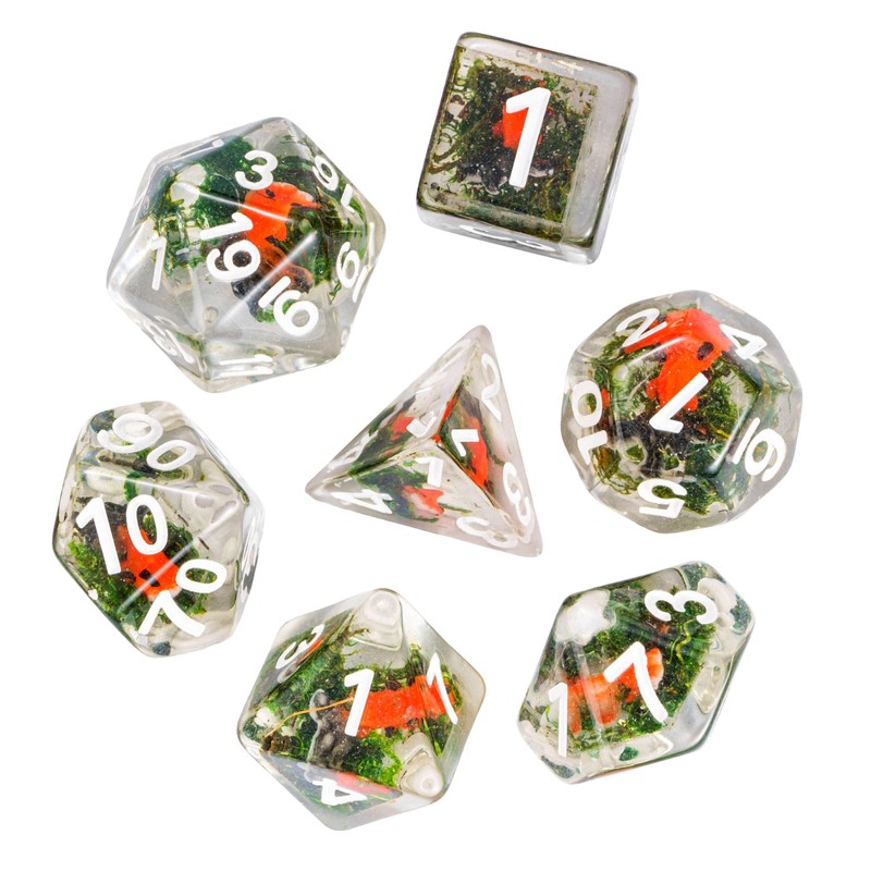 cusdie 7-Die DND Dice, Polyhedral Dice Set Filled with Animal,