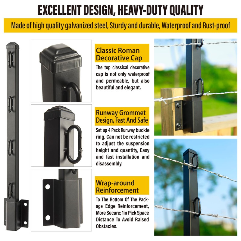 Epcee Fence Post Extender, 23.5" Fence Barbed Wire Extend Arm，for