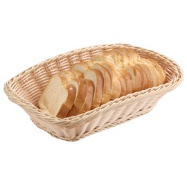 APS Wicker/Poly Rattan Rectangular Basket Approx. 31.5 x 22 cm/Height 8.5 cm Polypropylene Beige, Unbreakable/Waterproof, dishwasher safe Stackable