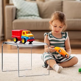 ZVOBUEI Acrylic Step Stool 9in Step Stools for Kids 250-LBS Capacity Rounded and Sturdy Corner Bedroom Kitchen Bathroom Assistance Step Stool Easy to Clean (Non-Slip, Pack of Two)