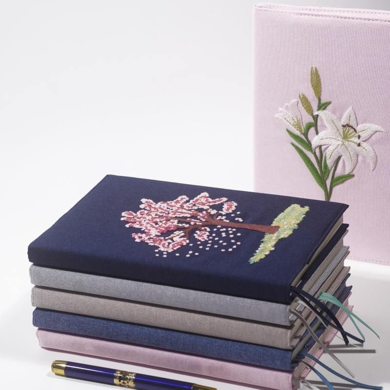FRORA Embroidered Journal Notebook, A5 Softcover, Dot Line, (Pink, Yagle