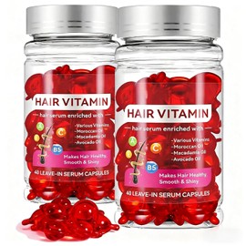 40 Cápsulas Capilares con Hair Vitaminas para el Cabello, Tratamiento para Cabello Maltratado, Seco y con Frizz, Aceite de Argán y Vitaminas, Suero Capilar Intensivo para Mujer (2 BOTELLAS)