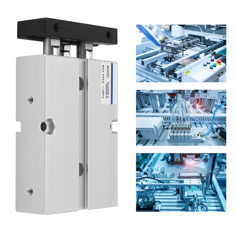 Air Cylinder Pneumatic 2 Piston Rod 2 Shaft Double Action