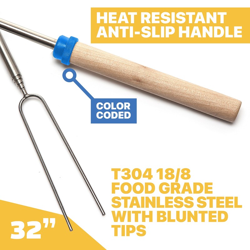MalloMe Marshmallow Roasting Sticks - Smores Skewers for Fire Pit