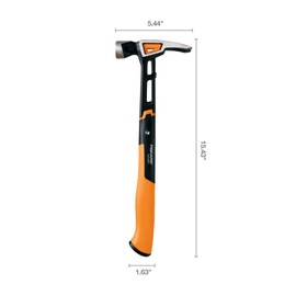 Fiskars Pro IsoCore 20 oz General Use Hammer (15.5") - with Rip Claw, Shock-Absorbing Grip, and Magnetic Nail Starter - Home Improvement, DIY and Carpenter Tools