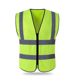 AKEIVN Hi Vis Vests for Women Men High Visibility Reflective Safety Security Vest with Zipper Front Meets ANSI/ISEA Standards（Large,Yellow(cloth)) (AKEIVN)
