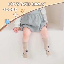 DRESHOW Baby Socks with Grips for Girls Boys Non Slip Socks Toddler Anti Slip Ankle Socks Kids Grip Socks 5 Pairs