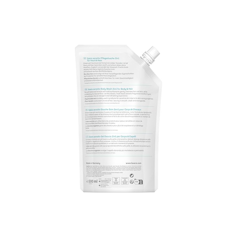 Lavera Refill Bag Basis Sensitive Shower 2 in 1, 0.5