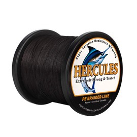 Hercules Braided Fishing Line 1500m 1640yds 6lbs-100lbs Pe Superline 4 Strands (Black 50lb/22.7kg 0.37mm)