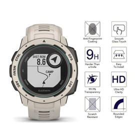 Orzero (3 Pack) Compatible for Garmin Instinct/Garmin Instinct Solar Smartwatch Tempered Glass Screen Protector (Not for instinct 2/Instinct 2X Solar) 2.5D Arc Edges 9H Anti-Scratch HD Bubble-Free