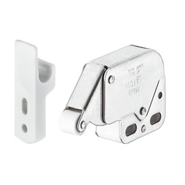 Hafele America Hafele 245.54.701 ミニラッチ、スチール、ニッケルメッキ、プラスチック、ホワイト(1個)