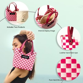 A Special Hand-Woven Bag for the Holidays,Ladies Handbags,A Special Bag Gift .Female Handbag and Purses,Fashion Woven Faux Leather Handbag.