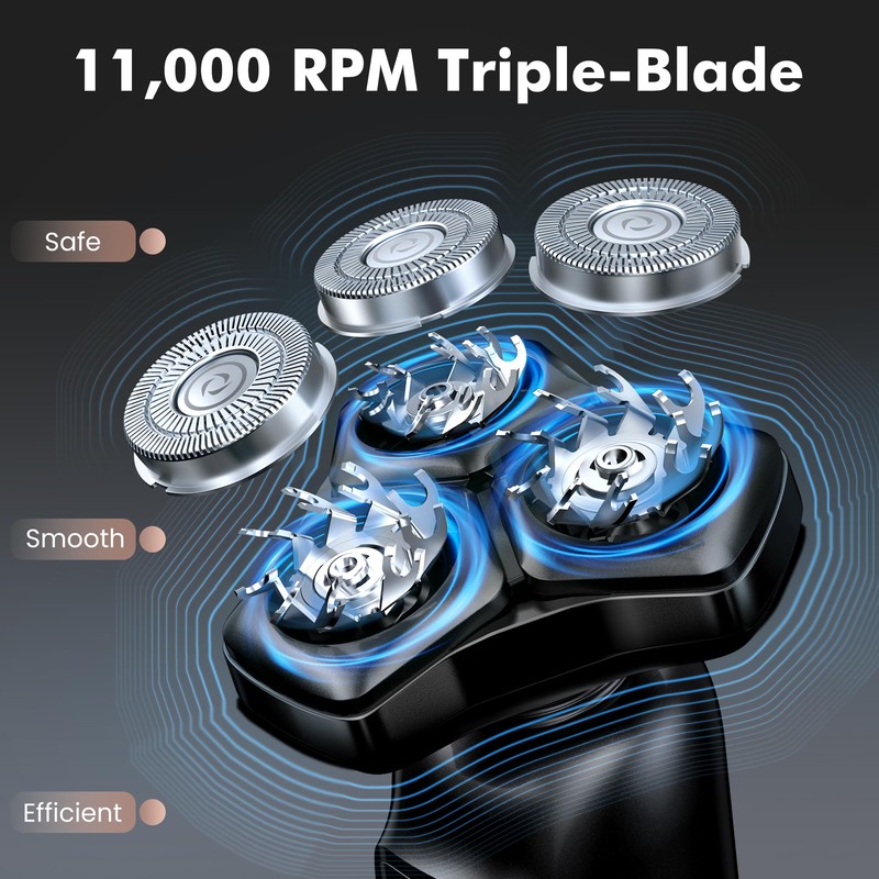Electric Razor for Men Flynth 3-in-1 Cordless Shaver 3-Blade Rotary