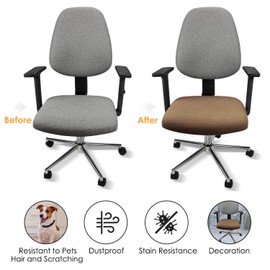 Yikko Elastic Stretch Spandex Chair Seat Covers Slipcovers Washable fit for Office Chairs,Dining Room Chairs,Bar Wedding Party Decor (6, Brown)