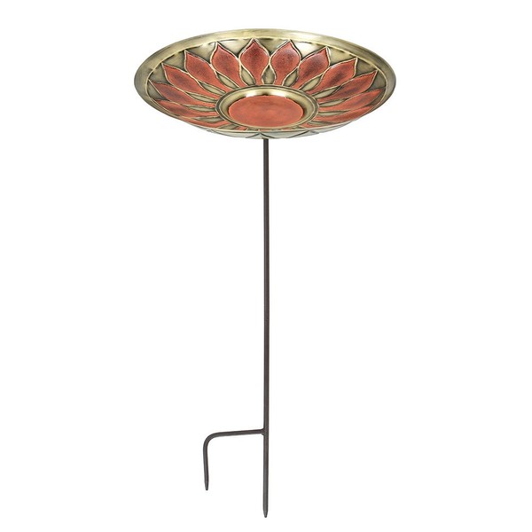 Achla Designs BB-09R-S African Daisy, Red Brass Birdbath Bowl with