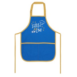 PurpleEssences Delantal para cocinar con correa ajustable y bolsillo frontal para hornear niños, pintura, paquete de 1, 15 x 18 pulgadas (azul pequeño cocinero)