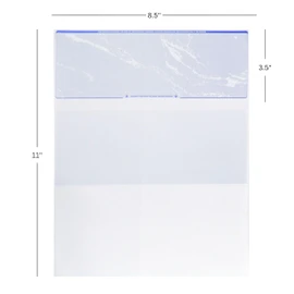 500 Sheets Computer Blank Check Paper - Blank Checks on Top and Pay Stubs on Bottom for Business & Payroll - High Security Check Paper for Inkjet & Laser Printers - Sky Blue Premium - Not Customized