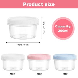 YWKJDDM Salad Dressing Container to Go, 12 Pcs Small Food Containers with Lids, 200ML Salad Dressing Pots Sauce Containers with Lids for Lunch Box Work Trip Sauce Snack Fruits Yogurt