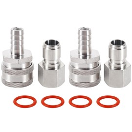 MRbrew Quick Disconnect Set, 304 Stainless Steel 1/2 FPT Male Thread Disconnect 1/2'' Barb Female Brewing Connector Kit Quick Disconnect for Ball Valve & Wort Beer Pumps & Wort Chiller Hose Fitting