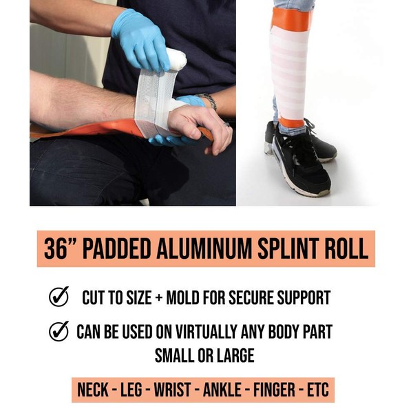 ASA TECHMED Emergency Splint - 36" Universal Aluminum Rolled Splint, Assorted Colors (Orange)