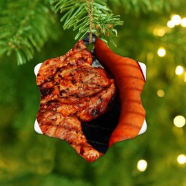 Christmas Ornaments 2023 Grills Master Meat Kebab Christmas Ornaments Middle Easterns Food Cooking Keepsake Delicious Food Tasty Bake Collectible Gift for Holiday Christmas Tree Decorations Ceramic