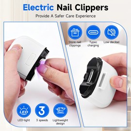 3-in-1 Electric Nail Clippers, Multi-Functional Nail Clipper with Led Light