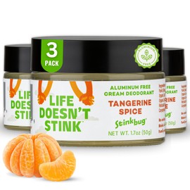 Stinkbug Naturals Organic Aluminum Free Cream Deodorant with Tangerine Spice, Shea Butter, Coconut Oil, Paraben Free, Sensitive Skin Deodorant for Men and Women, 1.7 Ounce Pack of 3
