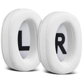 SOULWIT Mesh Fabric Replacement Earpads Cushions for SADES MPOWER SA-723/SA723 Stereo Gaming Headset, Ear Pads with Noise Isolation Foam, Added Thickness - White
