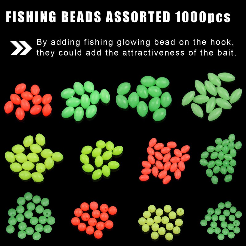 JSHANMEI Fishing Beads Assortment Set 1000pcs Fishing Bait Eggs Soft