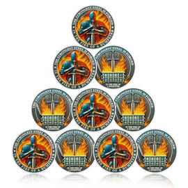 CHURYUML 10Pcs Knight Dumpster Fire Challenge Coin Set - Motivational Pocket Token, Funny Inspirational Office Gifts for Coworkers Colleagues Men Women Unique Workplace Memorabilia Resilience Coins
