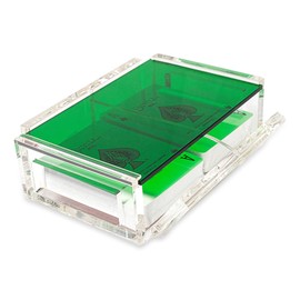 La Canasta Set, Canasta Card Holder Tray with 2 Decks of Playing Cards in Acrylic Box with Sliding Lid and Revolving Base, Keeps Stack of Cards Organized, Easy Rotate and Spins Freely (Green)
