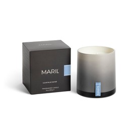 MARIL Scented 8 oz Soy Wax and Glass Poured Vessel Candle, Clear Blue Water