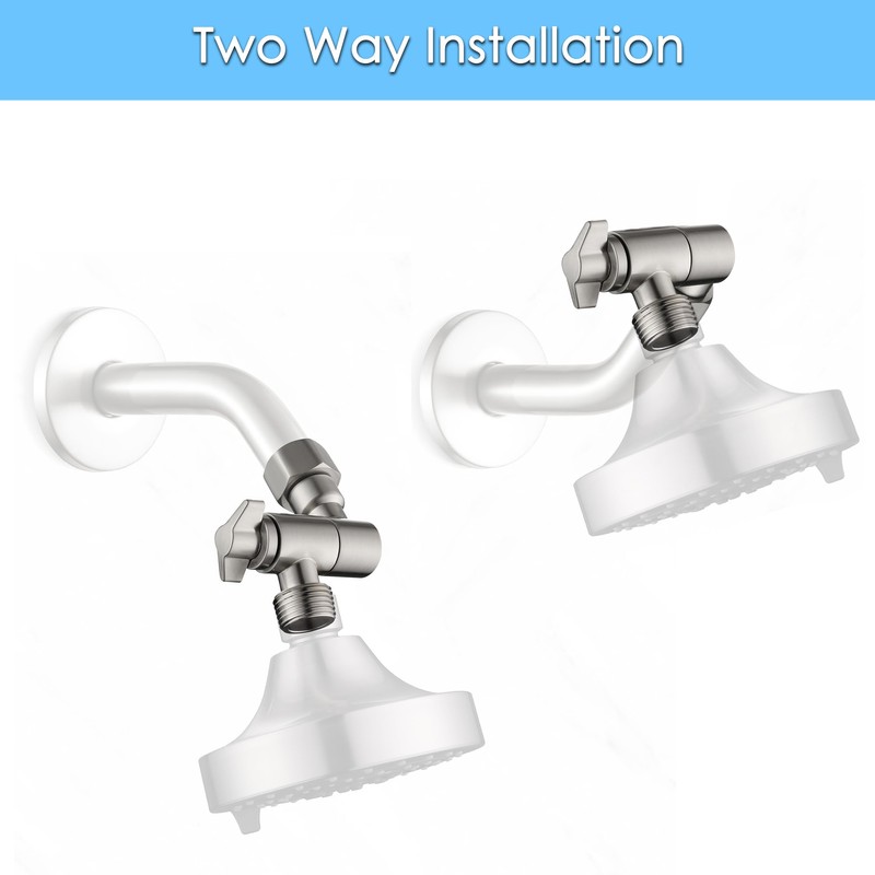 Senhozi Shower Head Elbow Adapter, Brushed Nickel 360° Adjustable Shower