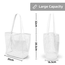 KALIDI Mesh Tote Bag,23L Beach Bag Extra Large Tote Bags for Women with Zip Pocket Shoulder Bag Summer Beach Bags Reusable Shopping Bag for Picnic Holiday Travel Grocery