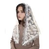 Mantveil Traditional Lace Church Veil: White Gold Embroidered Triangle Catholic