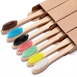 DENSET HBTDM 7 Pcs Natural Green Bamboo Toothbrush, Biodegradable and Environmentally Friendly, Soft Bristles and BPA Free, Professional Bamboo Toothbrush.
