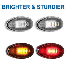 Fullux LED Side Marker Light fit 2001-2014 Chevy Silverado 2500 HD 3500 HD for GMC Sierra 2500 HD 3500 HD 4Pcs Mount Marker Lights Chrome