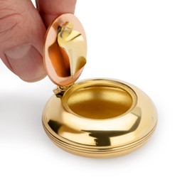 NKlaus 11501 5 cm Folding Ashtray Made of Brass Solid Gold Copper Lid Anchor Ashbercher Maritime for Boat and Patio